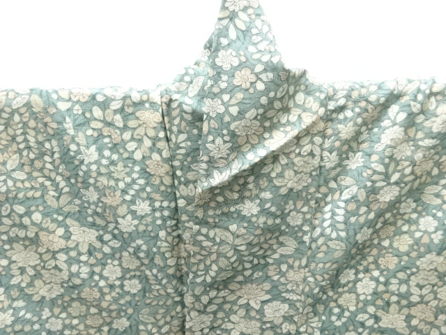  未使用品　花模様手織り紬着物